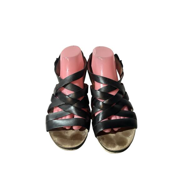 Dansko Sandals Womens 40 Veruca Gladiator Black Leather Wedge Heels US 9.5 - Picture 3 of 7